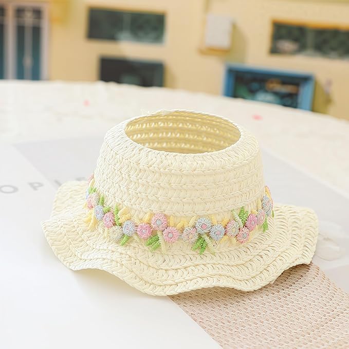 Clothes for Dolls Accessories (No Doll), Kawaii Hat Skirt Outfit Set 3 Pieces for 15cm 17cm Doll Suit, Stylish Flower Dolls Hat Clothing Set Replacement Beige