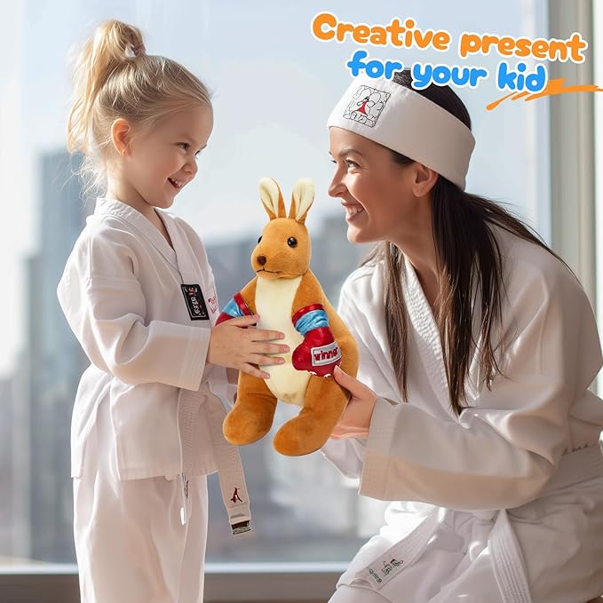 Boxing Kangaroo Plush Toy Stuffed Animal Kangaroo Plush Toys Playful Ease - Timeless Companions Birthday Gift,Boxing Kangaroo Stuffed Animal Ideal Present for Kids,Boys and Girls,11"