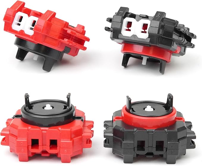Spinning Tops Launcher Set, Red and Black, with Grip Handle and Accessories