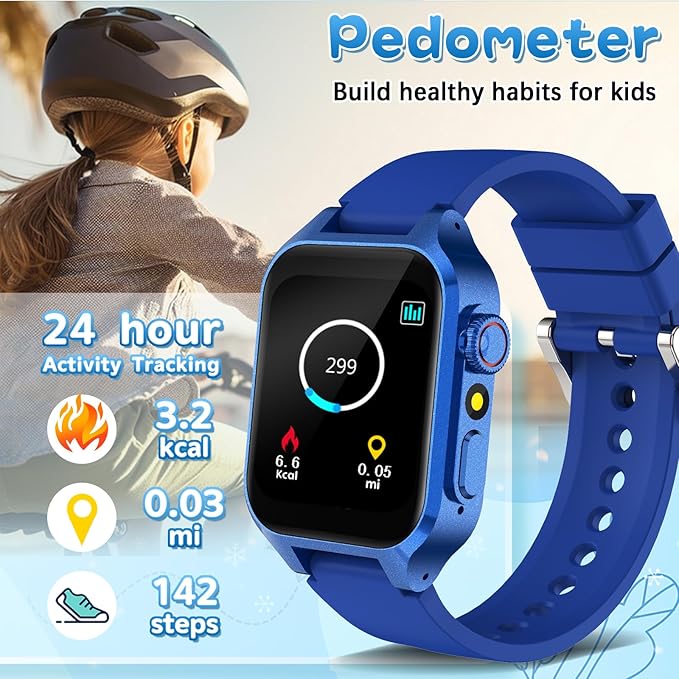 Smart Game Watch for Kids with 32 Games, Telescopic Camera, Pedometer, Alarm, Video, Music, Auidobook, Learn Card, Parental Control, Kids Wrist Watch for Ages 4-12 Girls Boys Chrismars Birthday Gifts