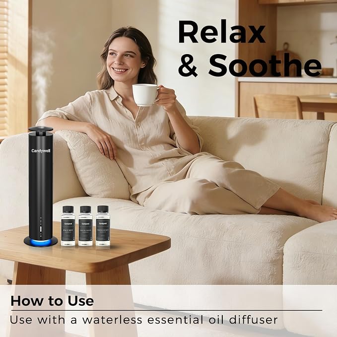 Hotel Diffuser Oil for Waterless Diffusers, Luxurious Relaxing Aromatherapy Scent Essential Oil with Cardamom, Cedar & Sandalwood, 4 Fl Oz, 120 ML, Santal Peace