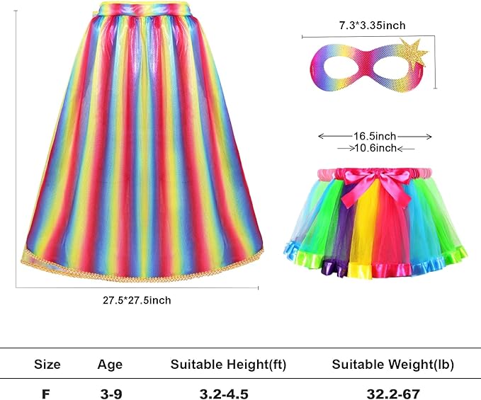 iROLEWIN Kids Superhero-Capes-Costumes for Girls Princess Dress-Up Fairy Cape Mask Tutu as Halloween Birthday Gifts Toys