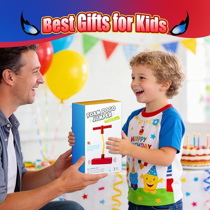 Pogo Stick: Toys for Boys 4-6, Outdoor Toys for Kids Ages 4-8, Toys for 3 4 5 6 7 8 9 10 11 12 Year Old Boys, 3+ Year Old Boy Gift, Birthday, Easter, Christmas, Foam Pogo Jumper for Kids