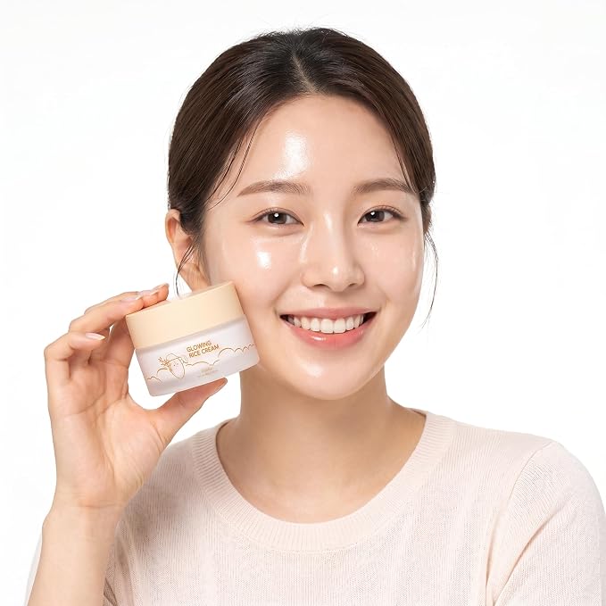 esfolio made in Korea Rice Facial Cream 2.82 oz (80 g) Daily Moisturizing Face Cream with Rice Extract, Lightweight and Smooth Texture, Facial Skin Care Moisturizer for Morning and Evening Use