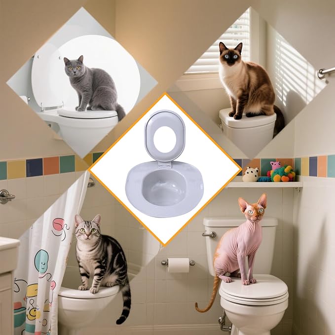 Cat Potty Toilet Training Kit, Removable Cat Toilet Seat Training Kit, Portable Safe Urinal Pottys with Slip Proof Edges, Reusable Urinal Potty, for Kitten Pet RV House Travel Home