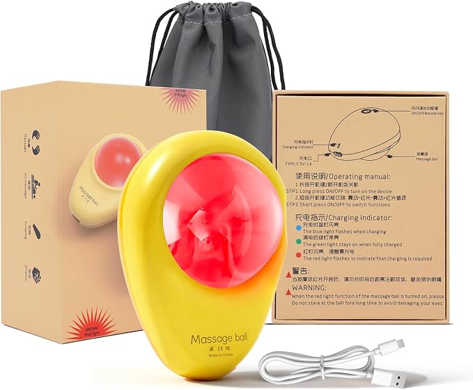Manual Massage Ball with Red Light Therapy,Trigger Point Tool for deep Tissue & Muscle Pain Relief,Suitable for the Whole Body