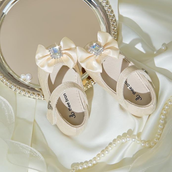 THEE BRON Mary Jane Ballet Flats - Girls' Dress Shoes with Hook & Loop Closure