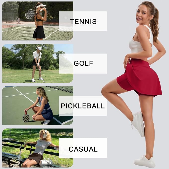 Skorts for Woman Tennis Skirt with Pockets Shorts Golf Skort | High Waisted,A Line, Soft, Stretchy,Breathable, Lightweight, Pickleball, Athletic, Workout, Casual Skirts