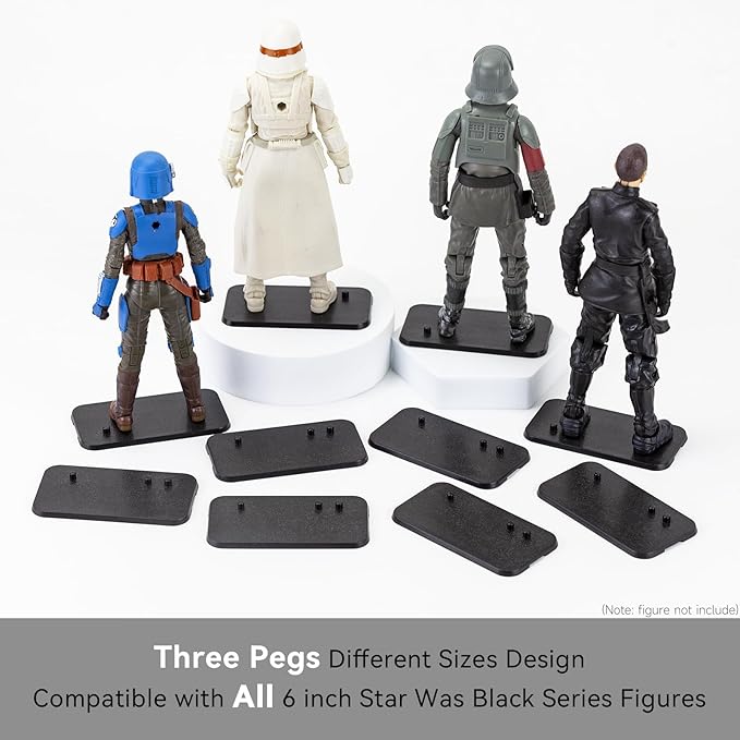 32 Pieces Plastic Action Figure Display Stand Base ,Multi-PEG Model Support Stand Compatible with 6 inch Star Wars Black Series Figure Toy (32PCS-Black-Square)