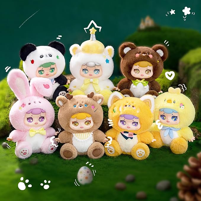 Plush Doll Blind Box Figures, Animal Cub Party Series Blind Box, Vinyl Plush Toy, Random Design Action Figures Collectible Toys Home Decorations, Holiday Birthday Gifts for Girls & Adults, Single Box