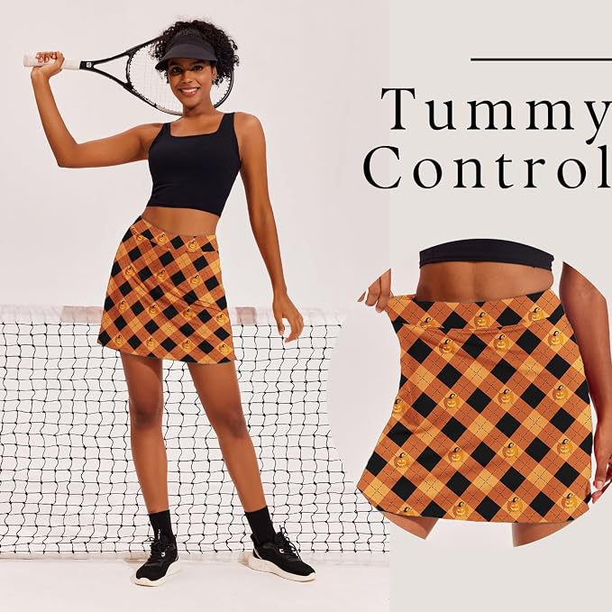 Ekouaer 16" Skorts for Women with Pockets Golf Pickleball Tennis Skirt | Silicone Grippers,2 Inner Pockets,Wide Waist,Side Slit Hem,Breathable,Soft,Lightweight