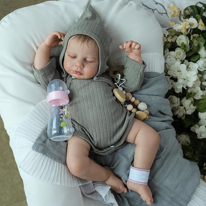 SCOM 20-Inch Reborn Baby Girl Doll, Soft Full Vinyl Body, Bathable & Poseable, Weighted Feel, Hand-Painted Details with Gift Box & Accessories, Ages 3+