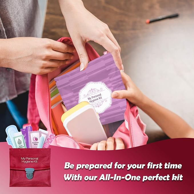Red Purse Style Menstrual Kit All-in-One 10 Pack | Convenience on The Go | Period Kit Pack for Travelling, Tweens & Teenagers or just When You’re Out | Individually Wrapped Feminine Hygiene Product