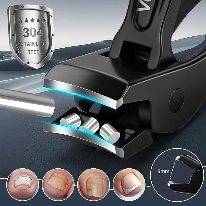 Toenail Clippers for Seniors & Thick Nails - Professional Stainless Steel Nail Clippers for Thick Toenails - Toenail Clippers with Wide Jaw - Men, Women, Elderly Manicure Set