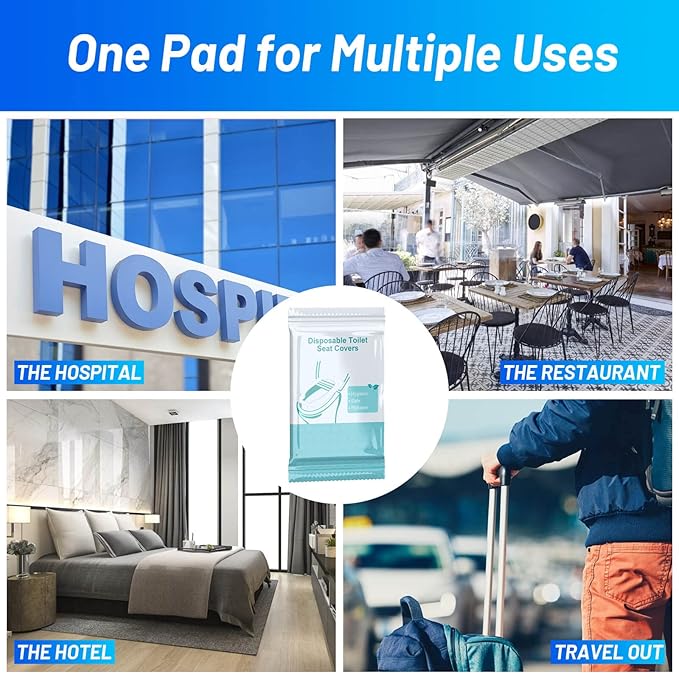30 Pack Toilet Seat Covers Disposable100% Waterproof XL Individually Wrapped Disposable Toilet Seat Covers for Adults and Kids Potty Training, Travel Accessories for Public Restrooms Airplane Camping
