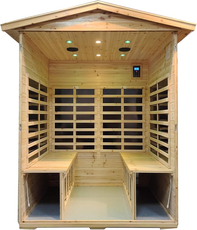 Saunas 904V Far Infrared Sauna, Outdoor Wooden Dry Sauna Low EMF (Hemlock Wood, 4-Person Size)