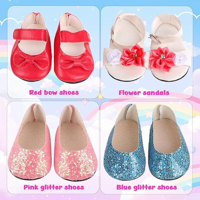 5 Sets of Doll Clothing and 2 Pairs Doll Shoes (Send by Random) for 18 Inch Doll, Hand - Made Doll Accessories Collectibles, Best Birthday Festivals Gift for Kid, Gril