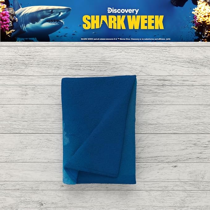 Collectibles Discovery Shark Week Super Soft Lightweight 100% Recycled Bath/Pool/Beach Towel Made from Recycled Plastic Bottles, 58 in x 28 in, (Officially Licensed Product) by Franco