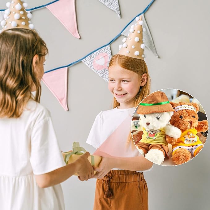 Set of 2 Cute Shirt Or Skirt Teddy Bear Clothes Outfit Fits Most 14" - 18" Bear Plush Stuffed Animal Outfit Build a Bear Doll Clothes and Make Your Own Stuffed Animals( Sleeveless A, Fit 14"-18")
