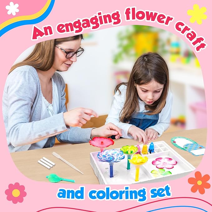 SkilLify Flower Craft Kits,DIY Paper Arts and Crafts Bouquet Toys for Kids, Create 3D Color Changing Blossoms, Educational Activity Preschool,Birthday Gifts for 4 5 6 7 8+Year Old Girls & Boys