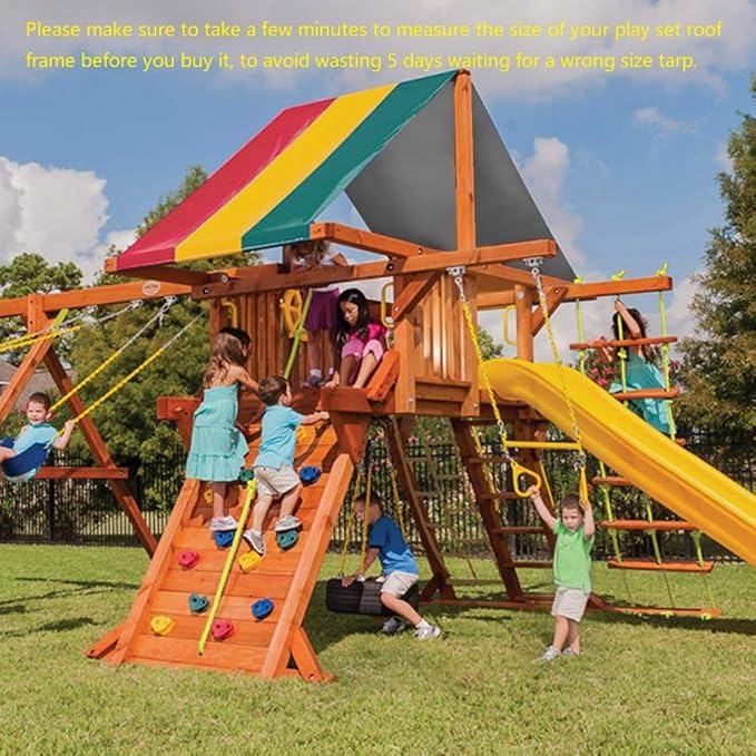 MOFEEZ 52" x 90" Swing Set Replacement Tarp for Play Set Outdoor, 100% PVC Vinyl Coated Marine Grade Fabric, Multi-Color