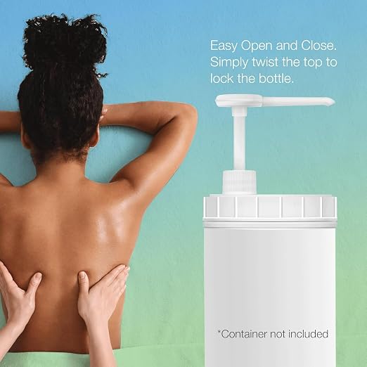 Bon Vital' Pump for 1/2 Gallon Jar, One-Hand Lotion Dispenser for Thick Massage Creams and Balms, Fits Mason Jar Pump Lids, Durable Plastic, Reusable and Easy to Clean, White