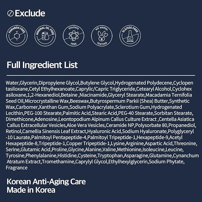 Stem Cell Peptide Retinol Night Cream 1.69 fl oz - Plant-Based Stem Cell for Anti-Aging, Skin Repair, Nourishment, Korean Skin Care for Overnight Facial Recovery