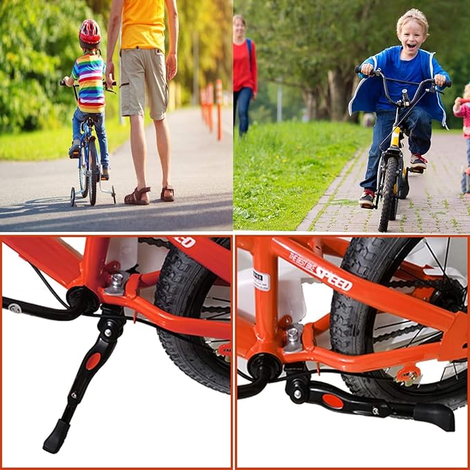 VECKUSON Kickstand for Kids Bike, Bicycle Kickstands Center Mount for 16 18 20 22 Inch Bicycles Adjustable Aluminum Alloy Kickstands for 16-18-20inch 18-20-22inch Mountain Bike