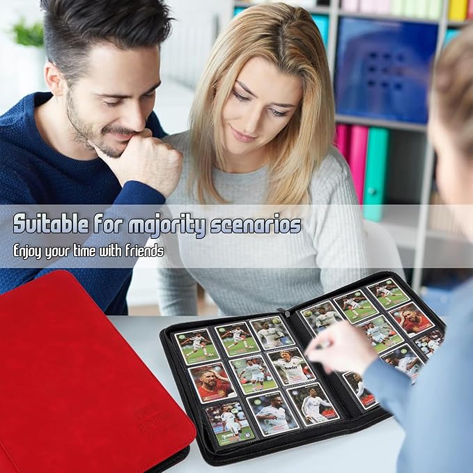 Trading Card Binder, Premium 9 Pocket Double Sided 540 Pocket PU Card Collection Binder, Collectible Trading Card Albums for MTG, TCG, Sport Card, Game Cards (Red)
