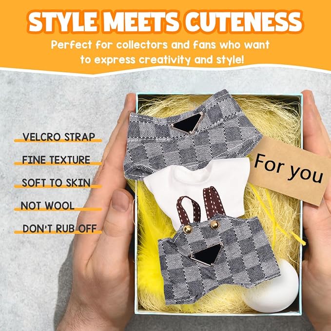AICase for 17cm Doll Clothes/Outfit,Clothes Set for 17cm Doll,3 Piece Set Hat Clothing,Boys and Girls Stylish Adorable Dolls Clothes Accessories_Grey