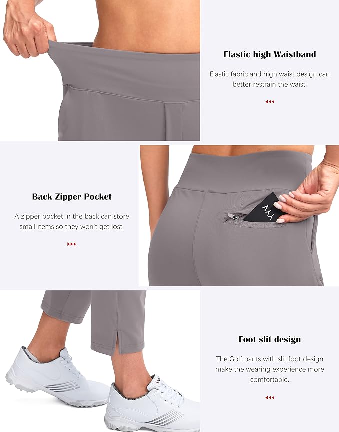 YYV Women's Golf Pants High Waist Stretch Ankle Pants with Pockets | Work Ankle Pants, Dress Pants with 4 Pockets, For Yoga Business Travel Casual