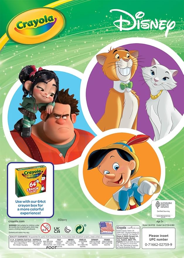 Crayola Coloring Book, Big Book of Disney Animation, 288 Coloring Pages, Gift for Kids, Age 3, 4, 5, 6