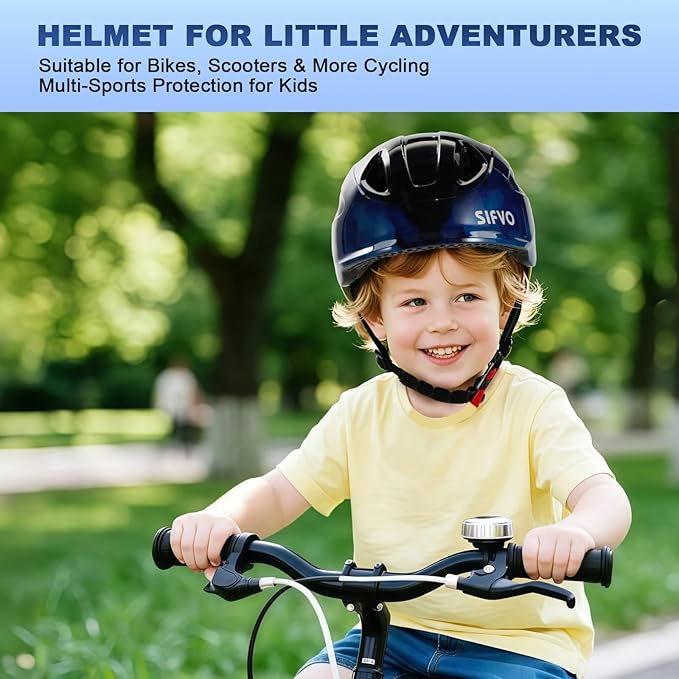 Kids Bike Helmet with LED Light, SIFVO Youth Toddler Boys Girls Helmets,2 Size Adjustable for Ages 3-5-10,Multi-Sport for Bicycle, Scooter, Skateboard,46-55cm