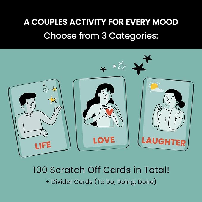 Flowjo Couple Bucket List Games for Game Night – Couples Games Card Games with 100 Original Date Night Ideas – His and Hers Fun Games – Ideal for Reconnecting, Newlyweds