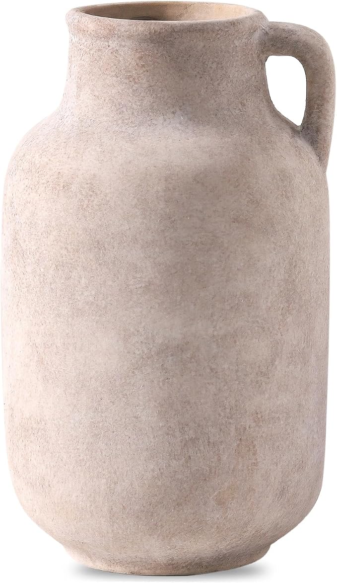 Vanselia Ceramic Flower Vase Home Table Decor Living Room Farmhouse 9.7 in | Large Tall White Rustic Decorative Flowers Vases Plant Modern Decoration for Kitchen Shelf Coffee Dining Centerpieces Desk
