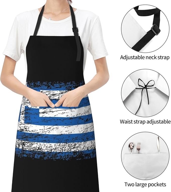 Cute Flag Kitchen Cooking Aprons for Women Men Adjustable Patriotic Flag Apron with 2 Pockets for Home Kitchen Garden