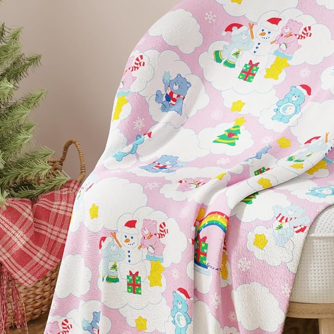 Care Bears Nostalgic Holiday Christmas Bedding Super Soft Cozy Plush Throw, 46 in x 60 in, (Officially Licensed Product) By Franco Collectibles
