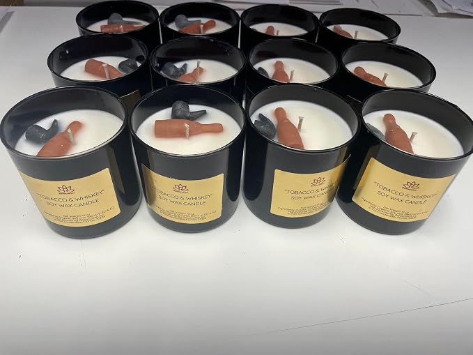 Candle for Men - Natural Soy Wax Candle in Big Glass Jar - Highly Scented Candle Tobacco & Whisky Scent | Ideal for Home, Gift for Men, Husband, Father - Handmade in USA