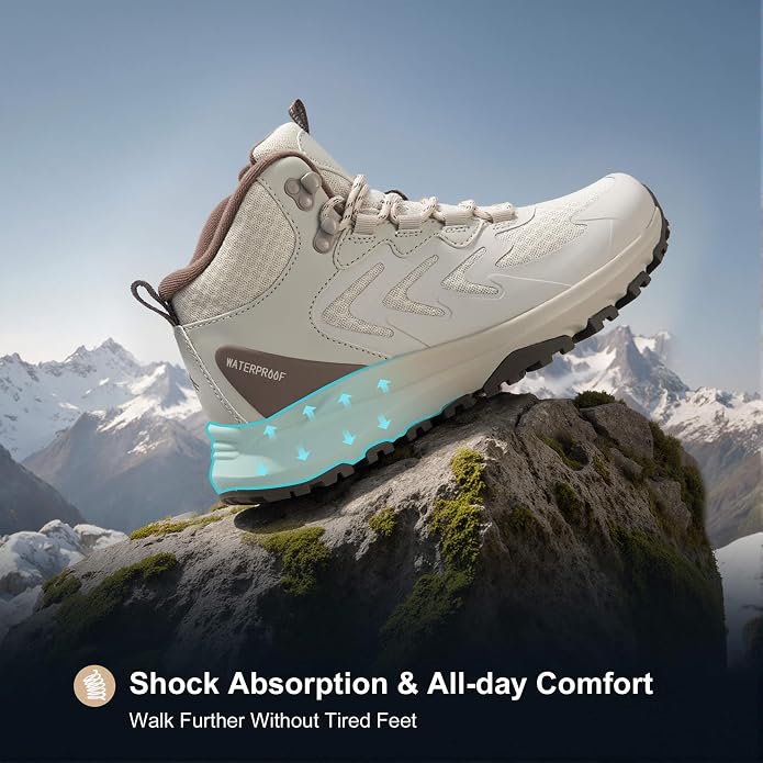 Women's Waterproof Hiking Boots Lightweight Comfortable Non-Slip Outdoor Walking Trekking Trails Boot