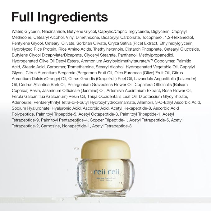 Gold Rice Energy Cream – Heritage Golden Rice Formula for Deep Hydration & Radiant Glow | Vegan Moisturizer with Peptide & Hyaluronic Acid, Korea Skincare(1.69 fl.oz / 50ml)