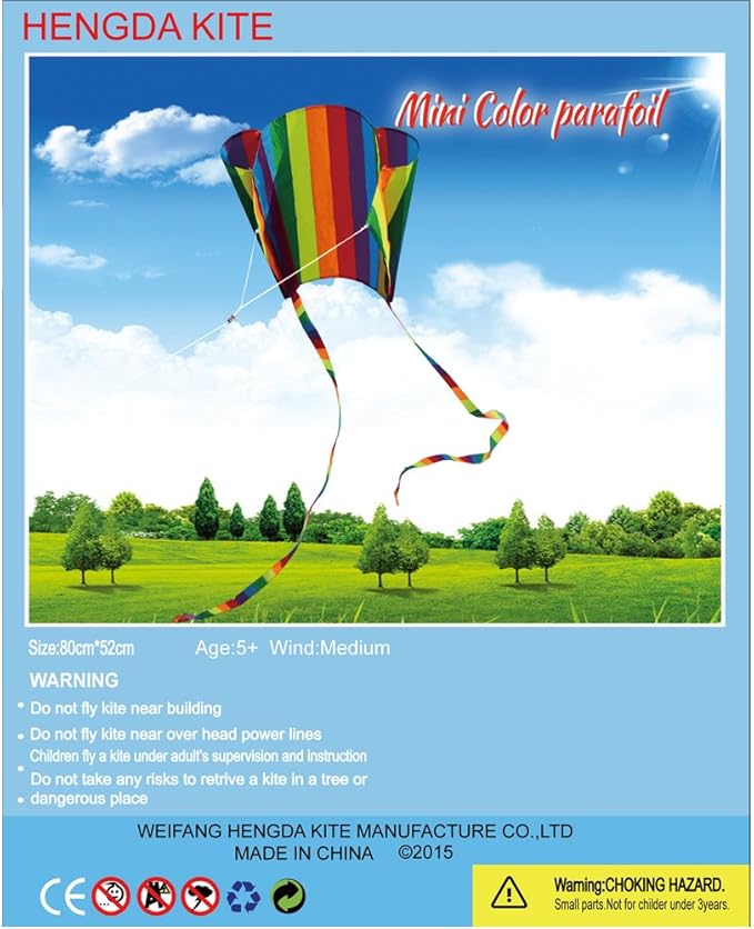 HENGDA KITE for Kids&Adults Rainbow Parafoil Kite with Long Tail,with 700 Feet Kite Reel String, Easy to Fly, Suitable for Children to Play, do not Need to Assemble,Perfect for Beach Fun