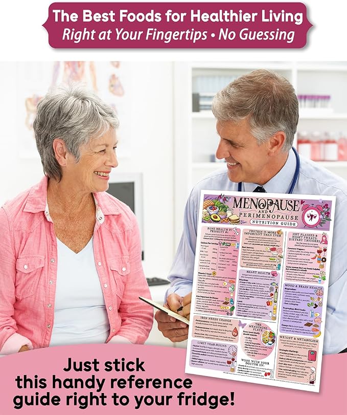 Lone Star Art Menopause and Perimenopause Nutrition Guide 8.5x11 Magnet, Women Hormone Health Diet Chart, Food Reference for Hot Flashes Support, Fridge Quick Guide, Waterproof Kitchen Wellness Chart