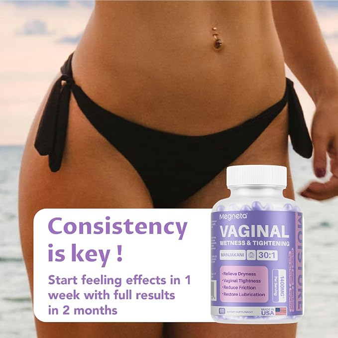 2 Packs Vaginal Tightening Capsules for Women – Kacip Fatimah, Manjakani & Slippery Elm – Support pH Balance, Vaginal Moisture & Elasticity – 120 Vegan Capsules