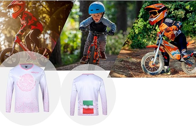 Kids Cycling Jersey Downhill Shirts for Girls Boys Clothing Long Sleeve Powersports Bike Child Mexico Bicycle MTB Tops