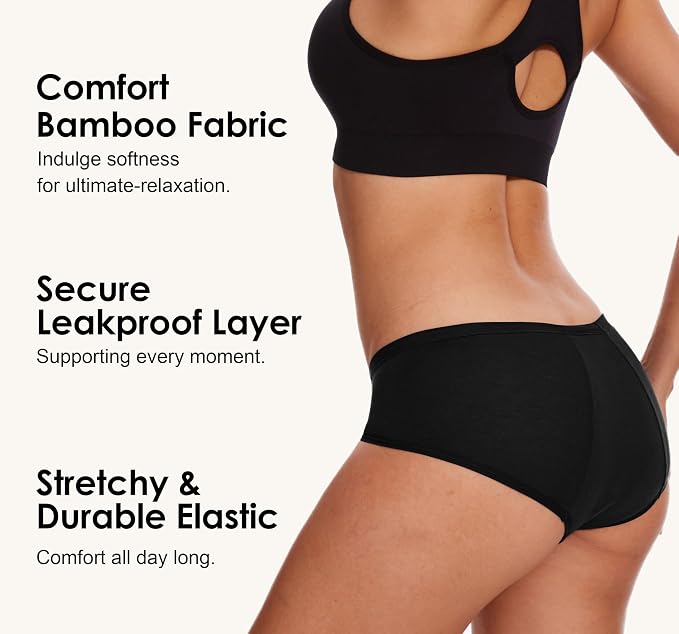 YESWEL Period Underwear For Women, Leakproof Hipster, Brief, Heavy Flow, 3 Pack