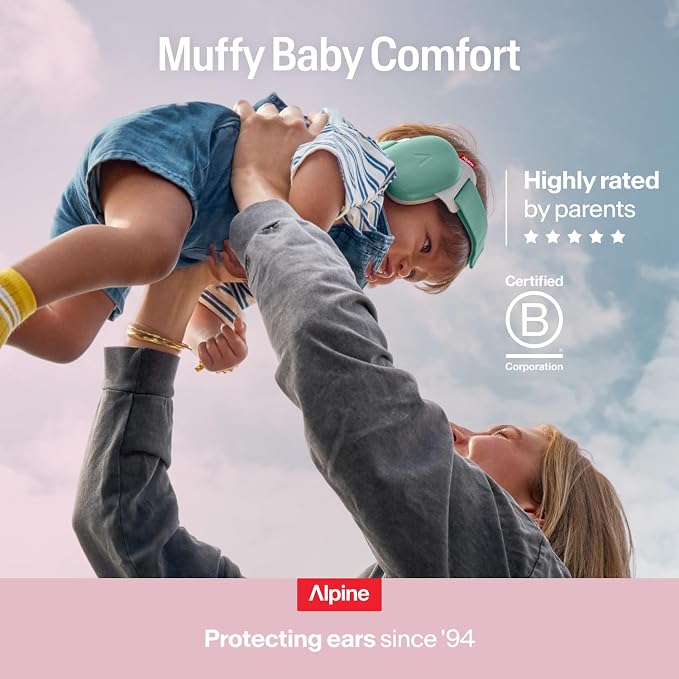 Alpine Muffy Baby Comfort - Protects Hearing for Babies and Toddlers - CE & ANSI Certified - Headband for Safe fit & Comfort - Adjustable for Ages 3-48 Months - 24dB Sound Reduction, Pink