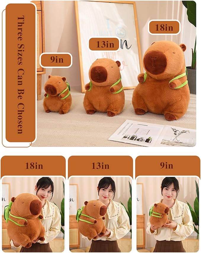 Cute Capybar Stuffed Animals with Wearable Toast headsetwear Capybar, Gifts for Kids (9 inTortoise Bag Capybar)