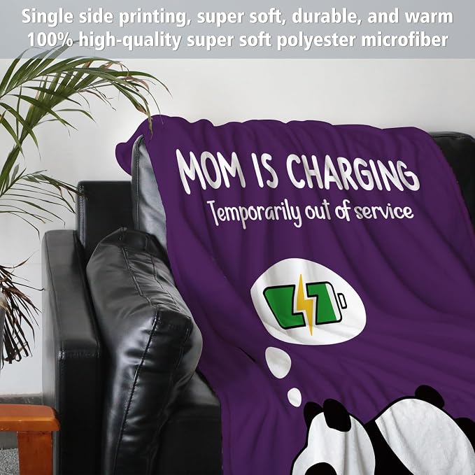 Craftique Mom Birthday Gifts, Funny Gifts for Mom- Mom's Charging Blanket | Mom Gifts for Women from Daughter Son Husband, Super Soft Blanket Throw for Napping Travel, 60”×50”