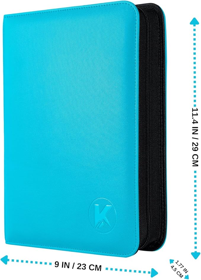 Top loader Binder, Holds 128+ Toploaders, 4 Pocket Top Loader Card Storage Case, Double-Sided Pockets for trading card in 3 x 4'' Toploaders(Blue)