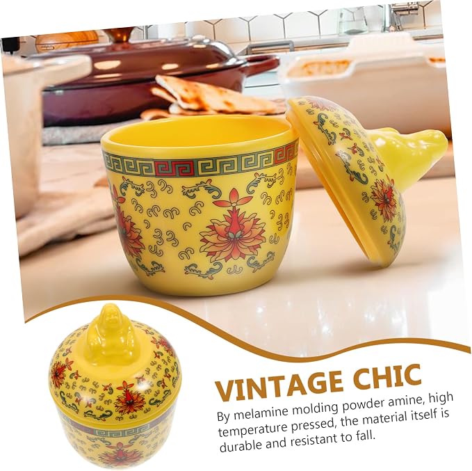PRETYZOOM 1set Ceramic Soup Bowl with Lid Beautifully Decorated Stewing Pot for Soup Yogurt Desserts and More Convenient Design to Keep Hot and Protected for Home and Restaurant Use